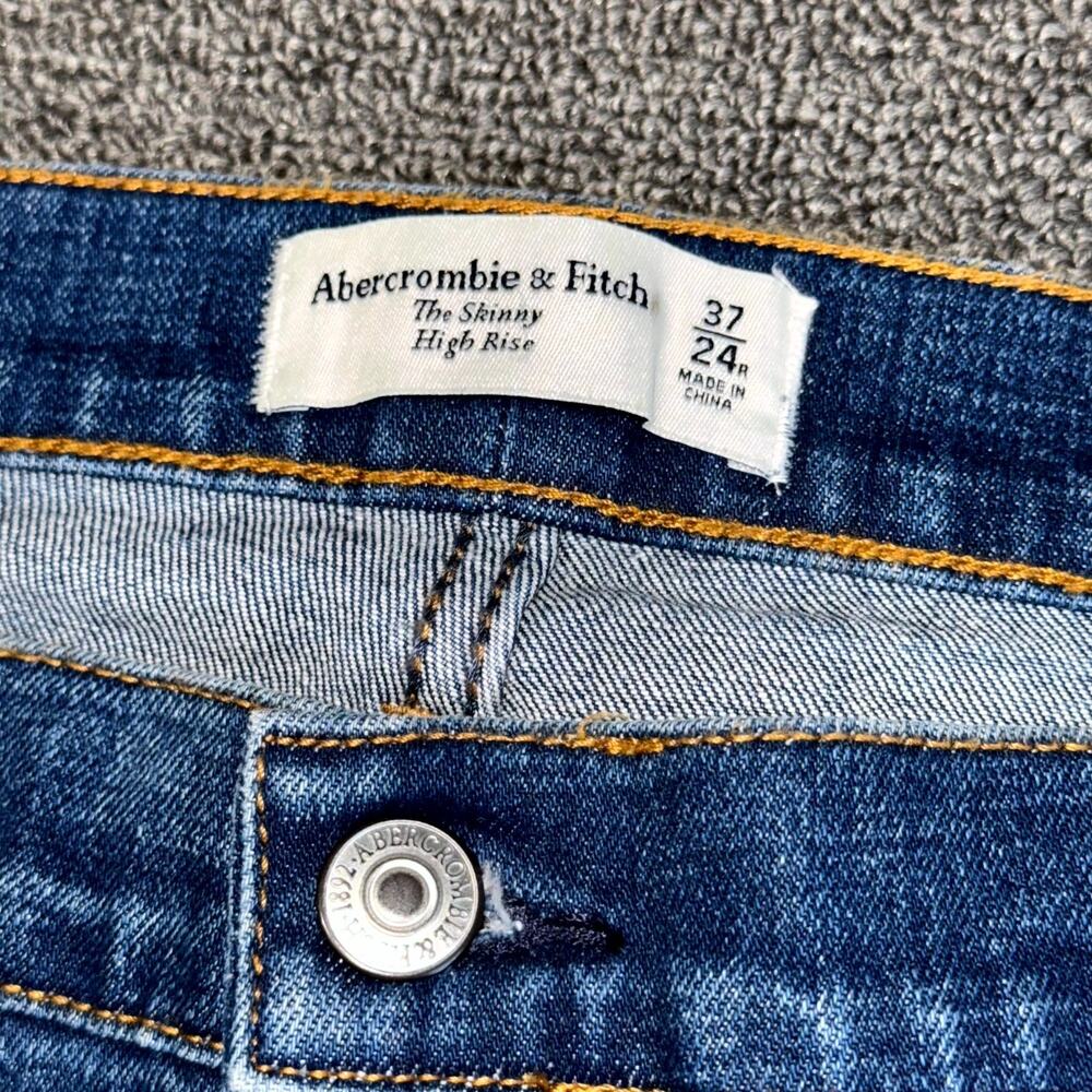 Abercrombie & Fitch The Skinny High Rise Jeans Womens Plus 37/24R Blue Denim NWT - Picture 3 of 8